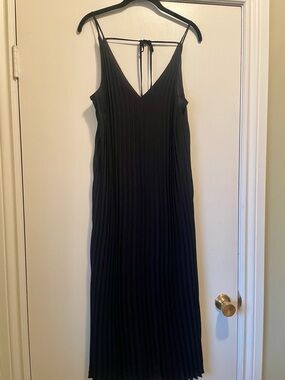 Reitmans Black Pleated Maxi Slip Dress with Tie Back
